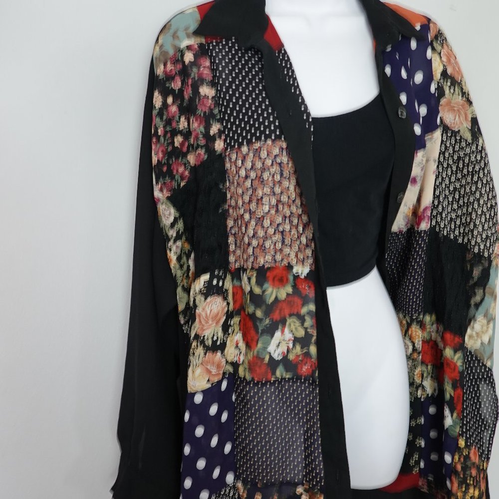 Patchwork button up shirt